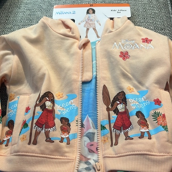 Girls Disney Moana 2 Peach and Gold 3 piece Set - Picture 6 of 9